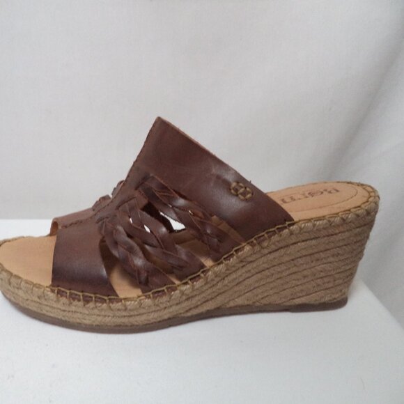 Born Pinal brown Leather wedge espadrille platform sandals slides Size Sz 40.5 9 - Picture 5 of 11